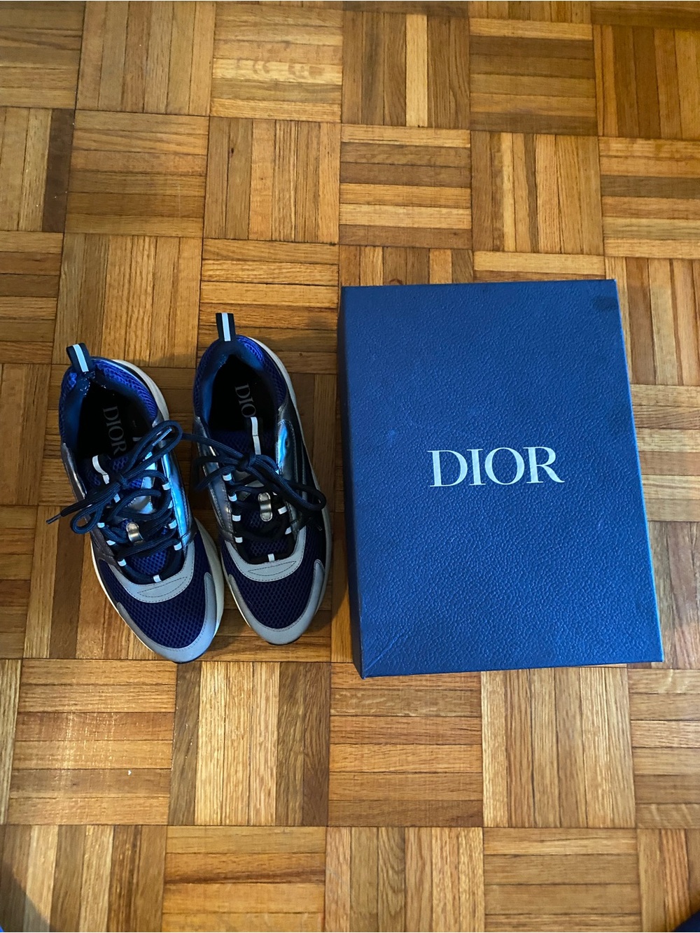 Dior Men’s Blue and Gray Runner Sneakers Size 11